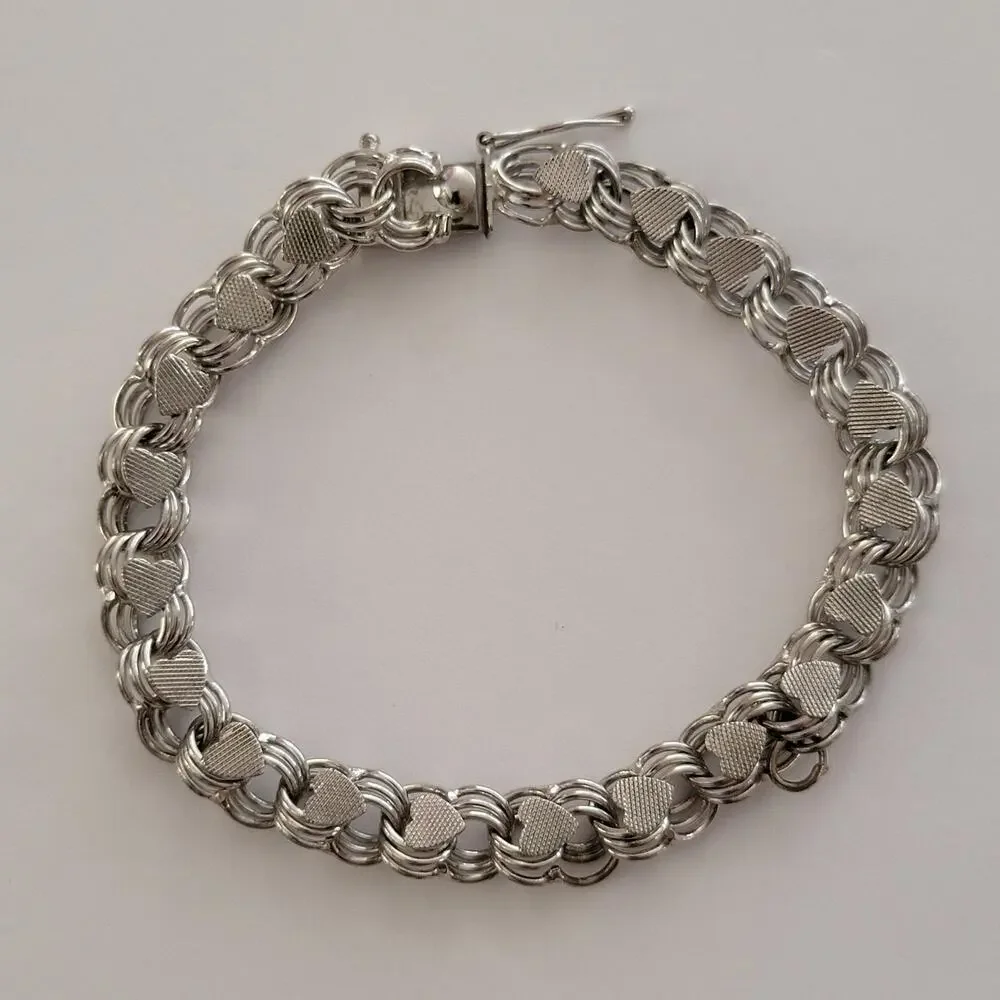 Womens Watch Sterling Silver Heart Link Bracelet Jewelry Clasp Dress Formal